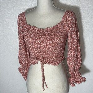 Chocolate SMOCKED TOP IN Orange/white